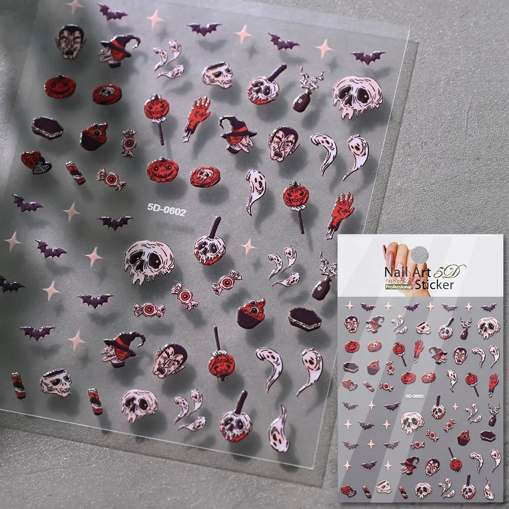 Halloween Bloody Hand Nail Art Stickers - Horror Themed Decorative Decals for Nails
