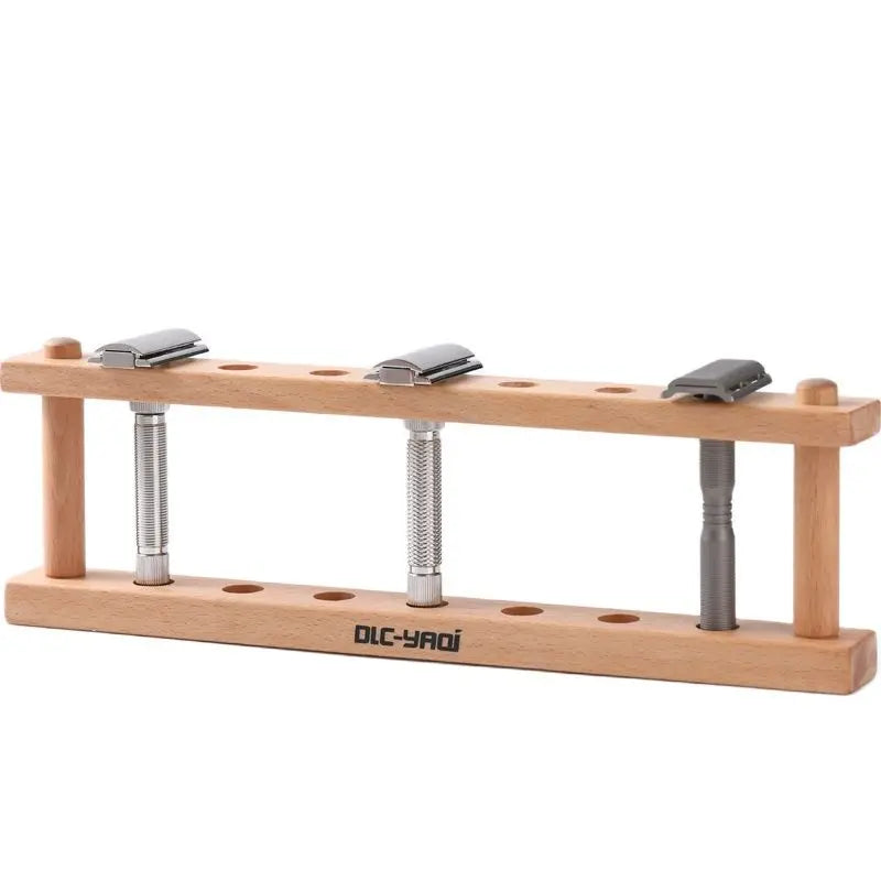 Beech Wood Razor Stand for Safety Razors | Shaving Tool Organizer