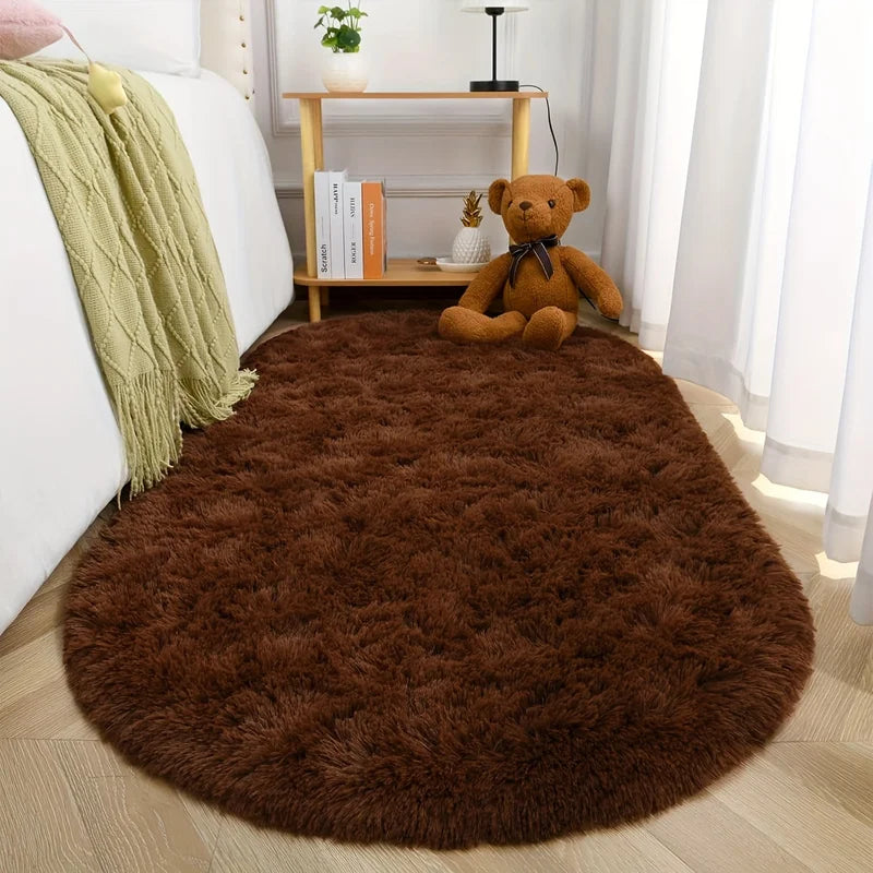 Dense Silk Carpet Floor Mat for Bedroom Living Room - Soft Long Hair Rug