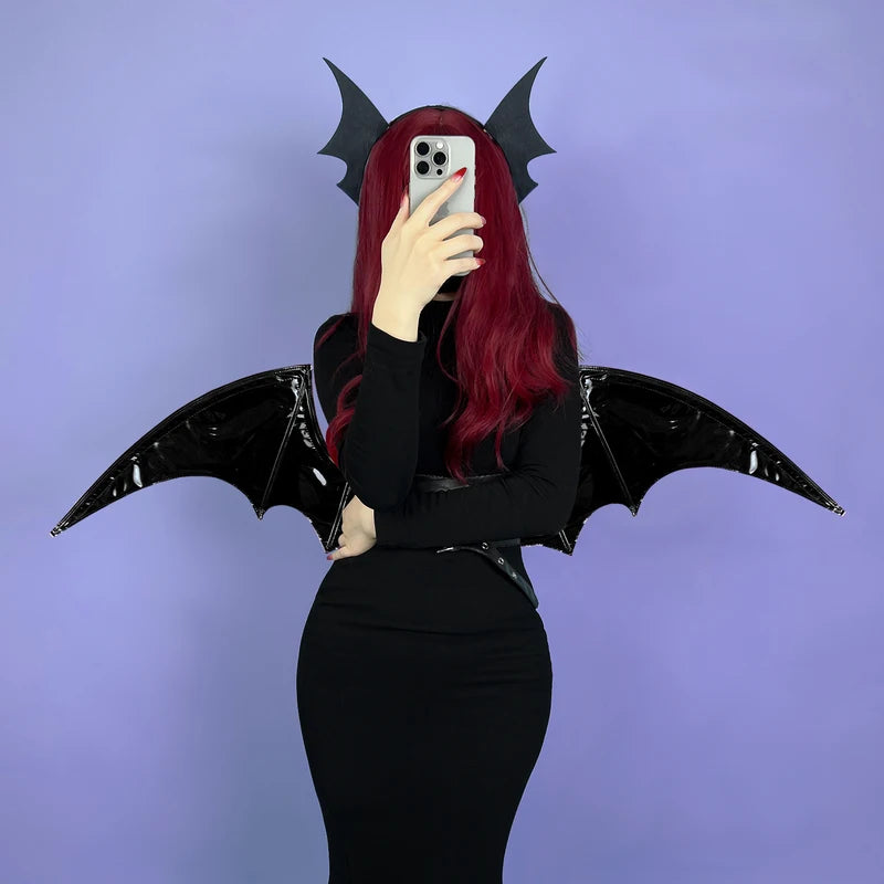 Halloween Cosplay Devil Bat Wings Prop for Costume - Purple & Black