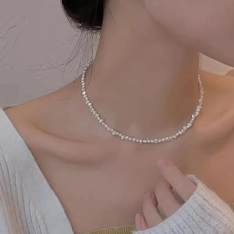 Freshwater Pearl Necklace 4-5mm Baroque with 5cm Extend Chain in Sterling Silver