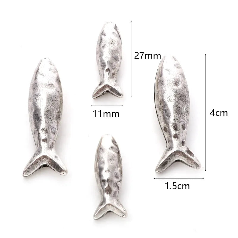 2-Pack Ocean Animal Jewelry Spacer Beads Silver Finish for DIY Necklace Earrings