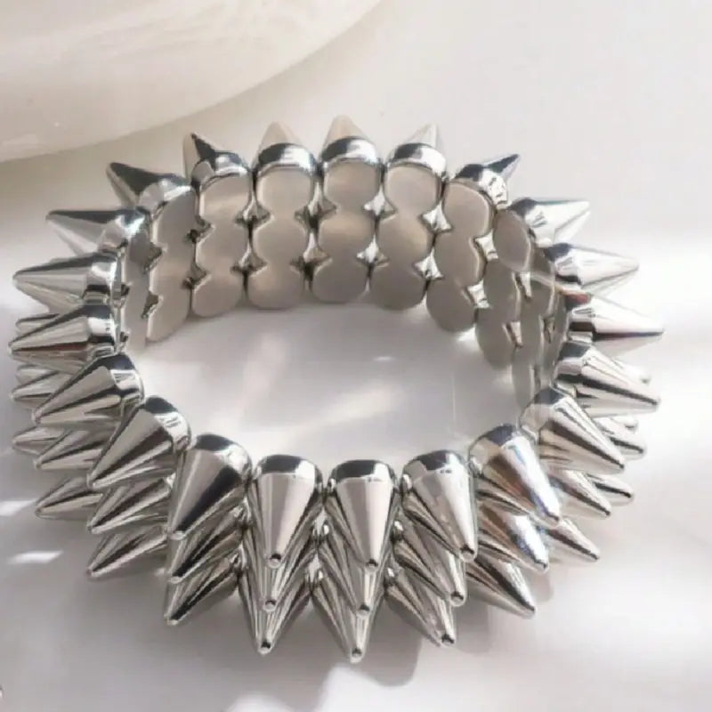 Multilayer Spike Punk Bracelet Wide Band Gothic Jewelry Accessories