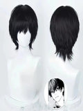 Anime Cosplay Wig 35cm Short Black Heat-Resistant Synthetic Hair for Men & Women