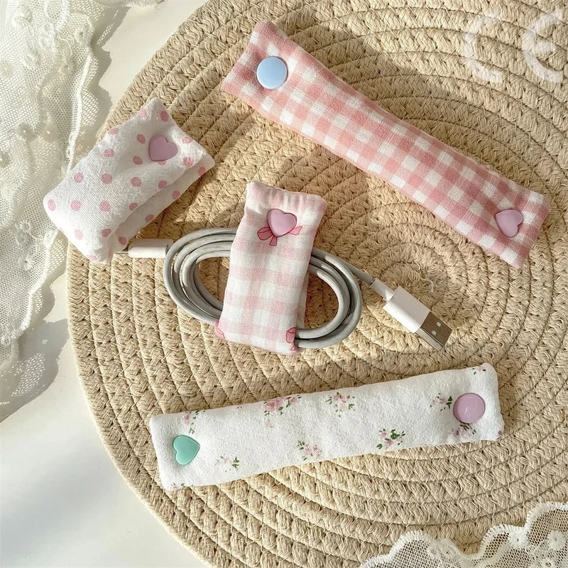 Floral Cable Tie - Reusable Cloth Cord Organizer for Earphone & Data Cables