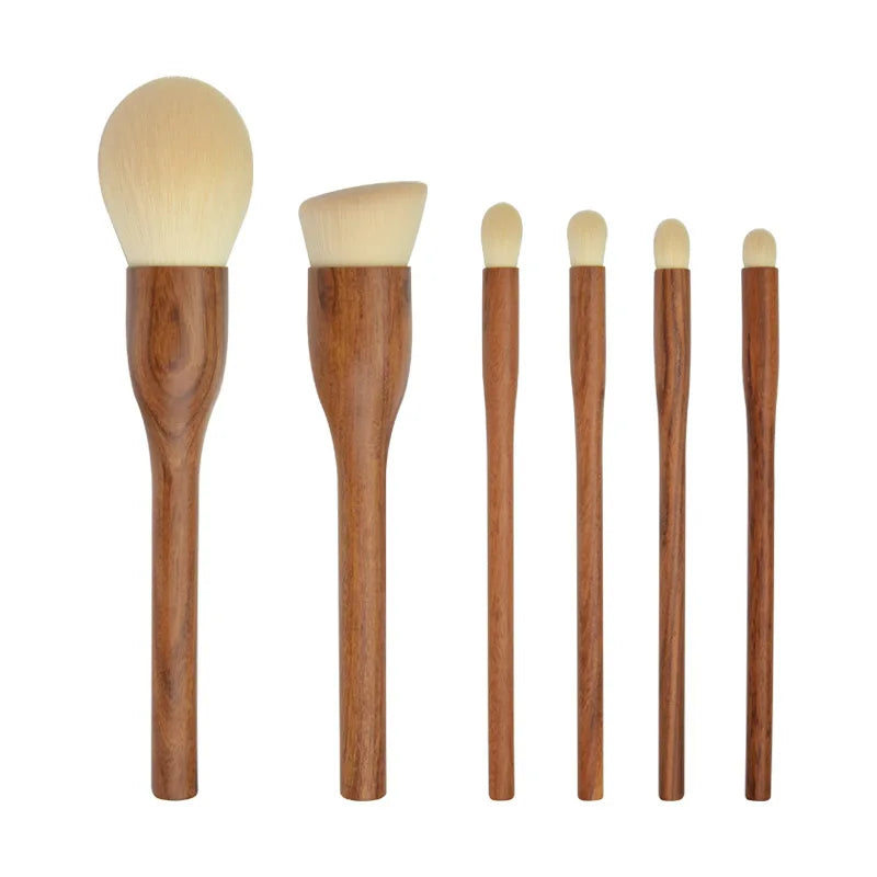 Cosmetic Makeup Brushes Set with Sandalwood Handle - Soft Synthetic Fibers for Foundation, Blending & Eyeshadow
