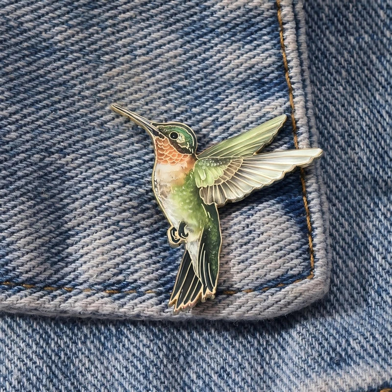 Colorful Hummingbird Enamel Brooch Lapel Pin - Zinc Alloy & Silicone Jewelry