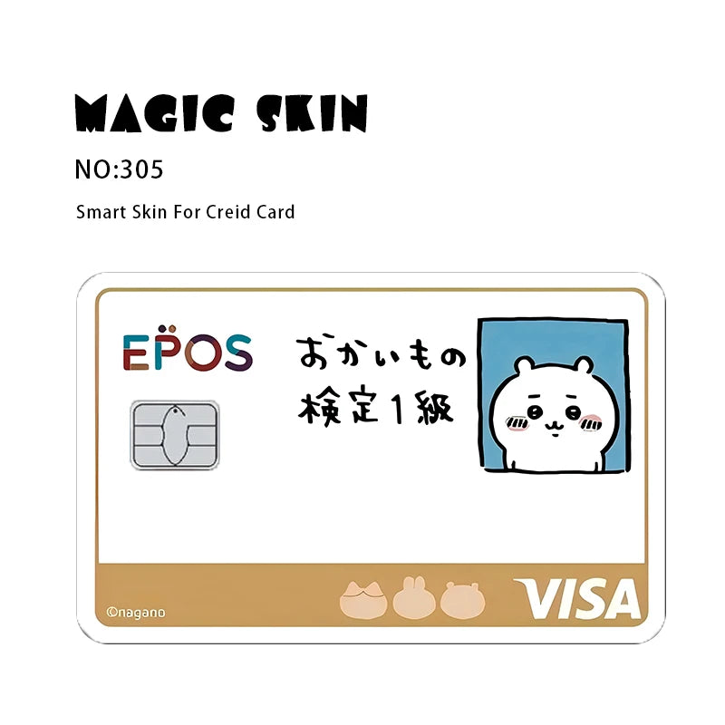 Anime Chiikawa Hachiware Usagi Poker Sticker Film Tape Skin for Credit Cards Waterproof Small Chip