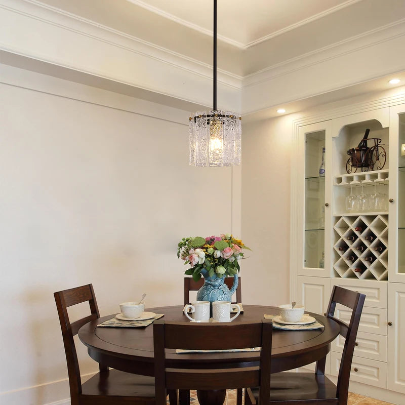 Crystal Glass Pendant Ceiling Light Fixture for Living Room & Bedroom