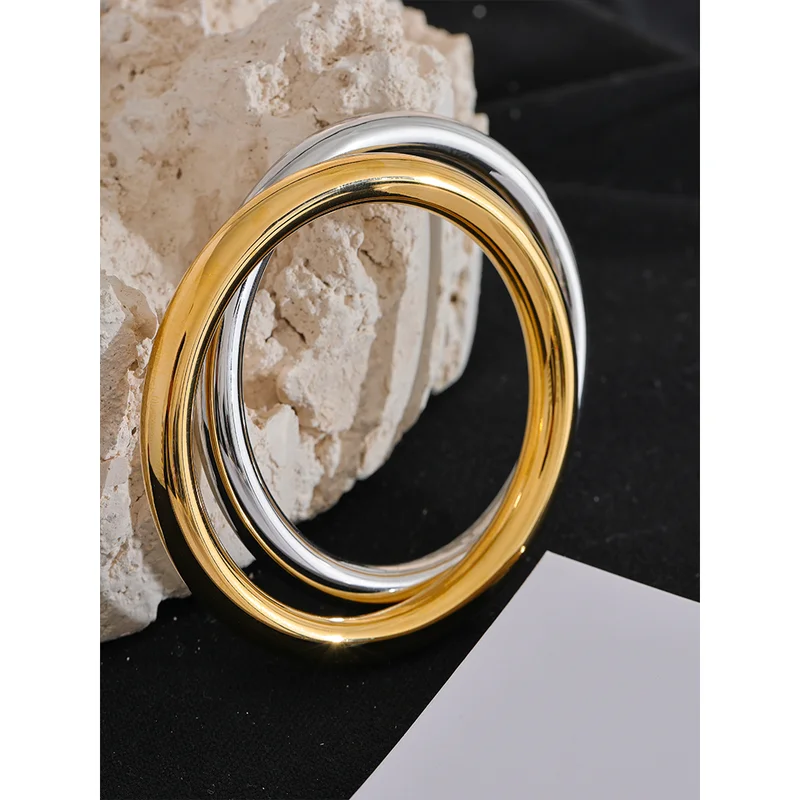 Minimalist Waterproof Stainless Steel Bracelet Bangle for Women - Glossy Statement Jewelry
