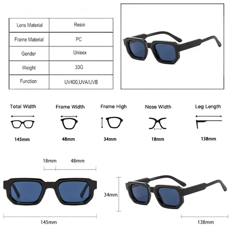 Square Sunglasses for Women & Men UV400 Retro Fashion Shades