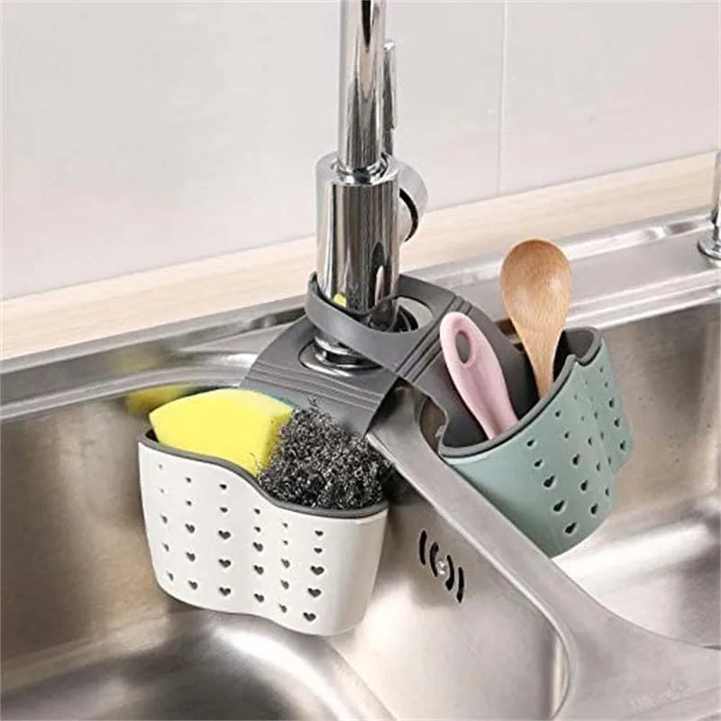 Adjustable Sink Draining Hanging Basket for Kitchen & Bathroom Rubber Storage Bag