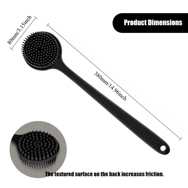 Long Handle Silicone Back Scrubber & Body Exfoliating Brush for Bath & Massage