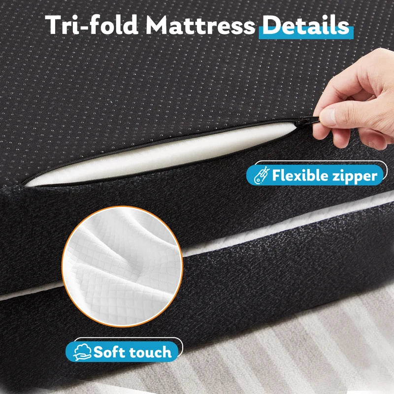 Portable Foldable Floor Bed Mattress for Travel Camping Yoga CertiPUR-US Certified