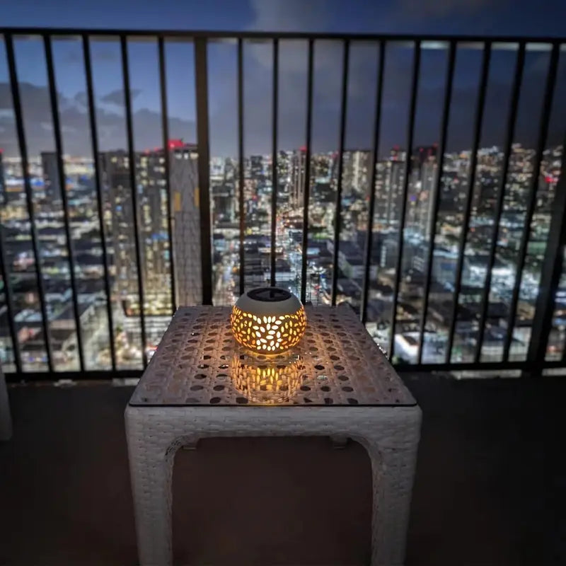 Solar Outdoor Lantern Table Light - Decorative Metal Lantern for Patio Garden
