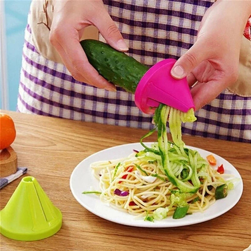 3-in-1 Rotary Vegetable Slicer with Interchangeable Blades - Spiral Peeler, Grater & Shredder