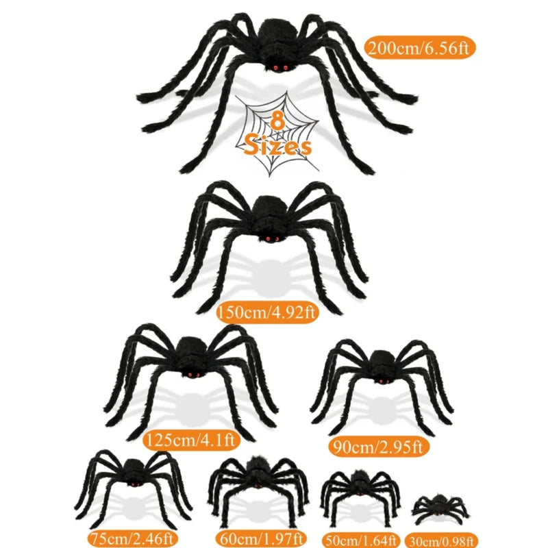 Giant Plush Spider Halloween Decoration Outdoor Prank Prop 30-200cm