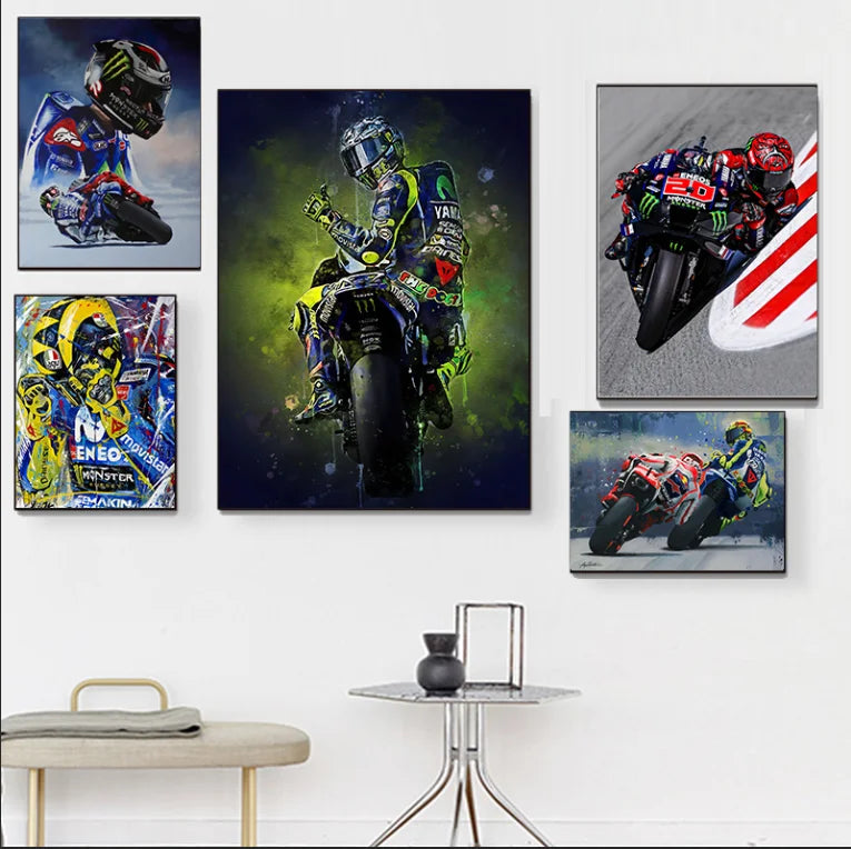 Abstract Motorcycle Canvas Wall Art Poster for Living Room & Home Decor