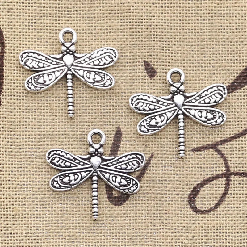 12pcs Charms Dragonfly Pendant Set for DIY Jewelry Making - Vintage Tibetan Bronze & Silver