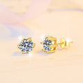 Sterling Silver Moissanite Stud Earrings with 18K White Gold Plating - Women’s Jewelry