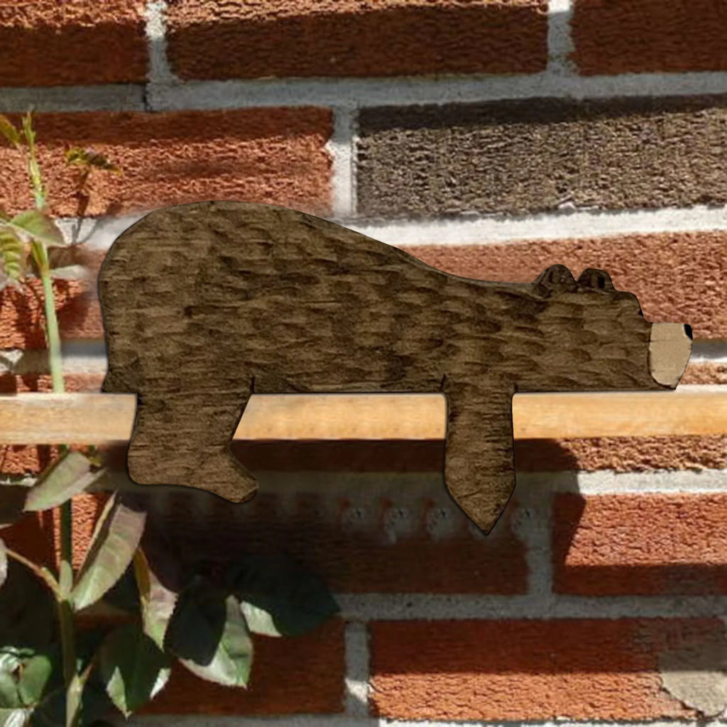 Wooden Bear Door Topper Sculpture - Corner Wall Decor Figurine for Home Office