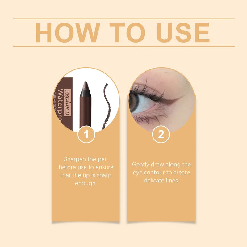 Waterproof Gel Eyeliner Pen Long Lasting Smudge Proof Eye Makeup Pencil