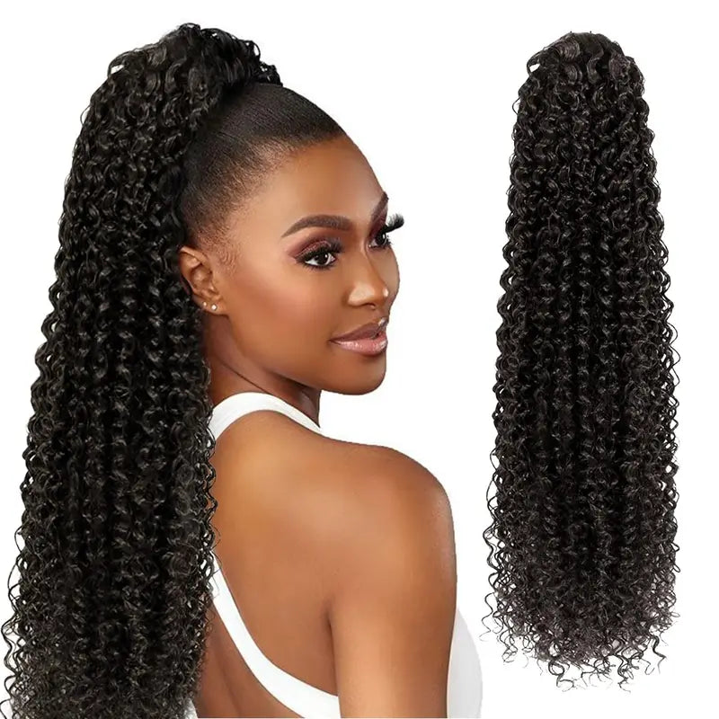 Drawstring Ponytail Extension for Women Curly Wavy Synthetic Hair - Natural Look