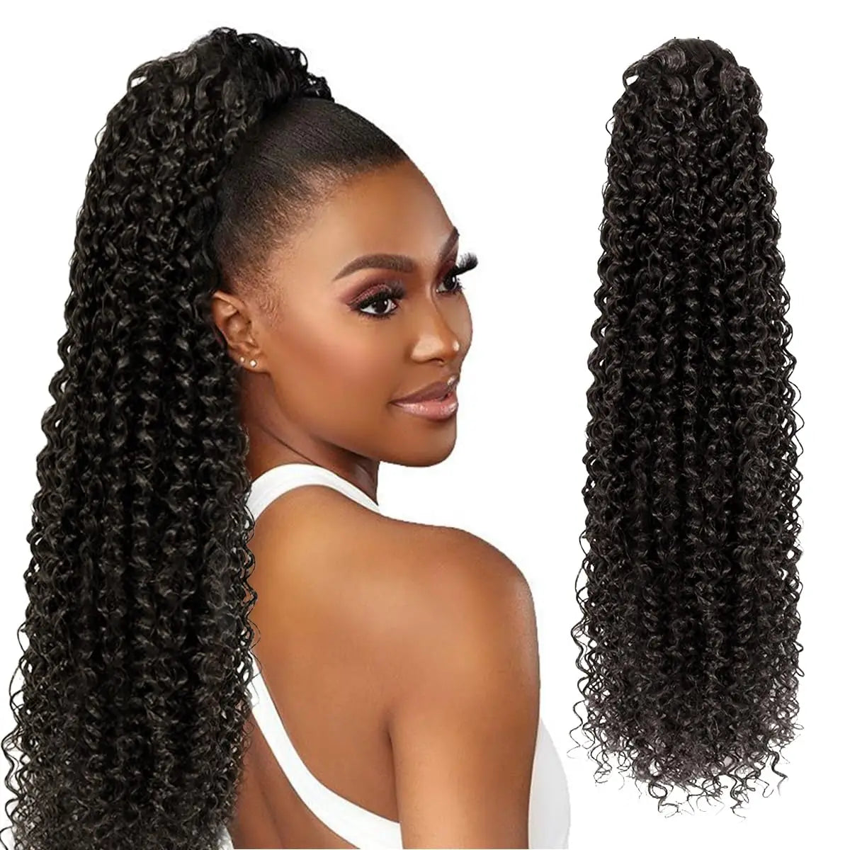 Drawstring Ponytail Extension for Women Curly Wavy Synthetic Hair - Natural Look