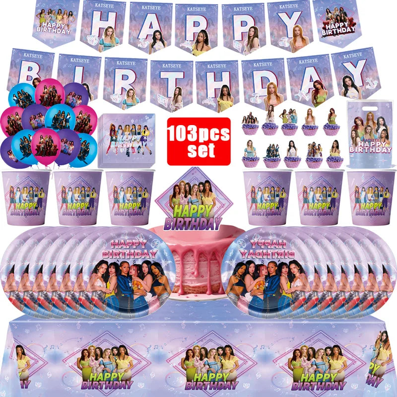 Anime Movie K-KATSEYE Birthday Party Decoration Set - Tableware & Balloons