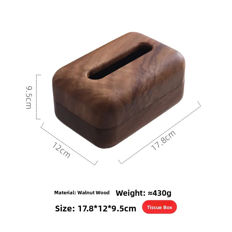 Minimalist Walnut Wood Tissue Box - Rectangular Storage for Home & Office