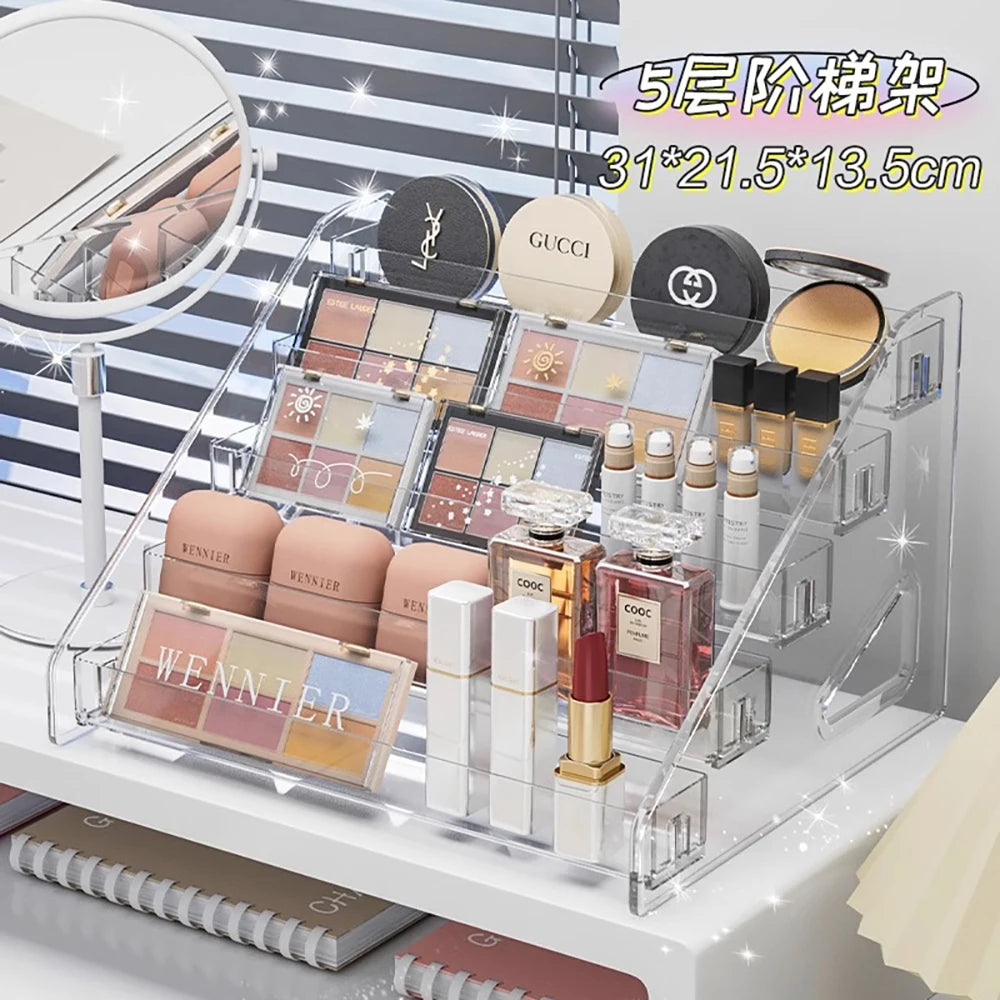 Clear Makeup Organizer Storage Box with Multiple Compartments - Cosmetic & Jewelry Display Case