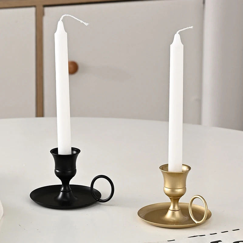 Metal Candle Holder with Handle - Decorative Centerpiece for Dining & Wedding