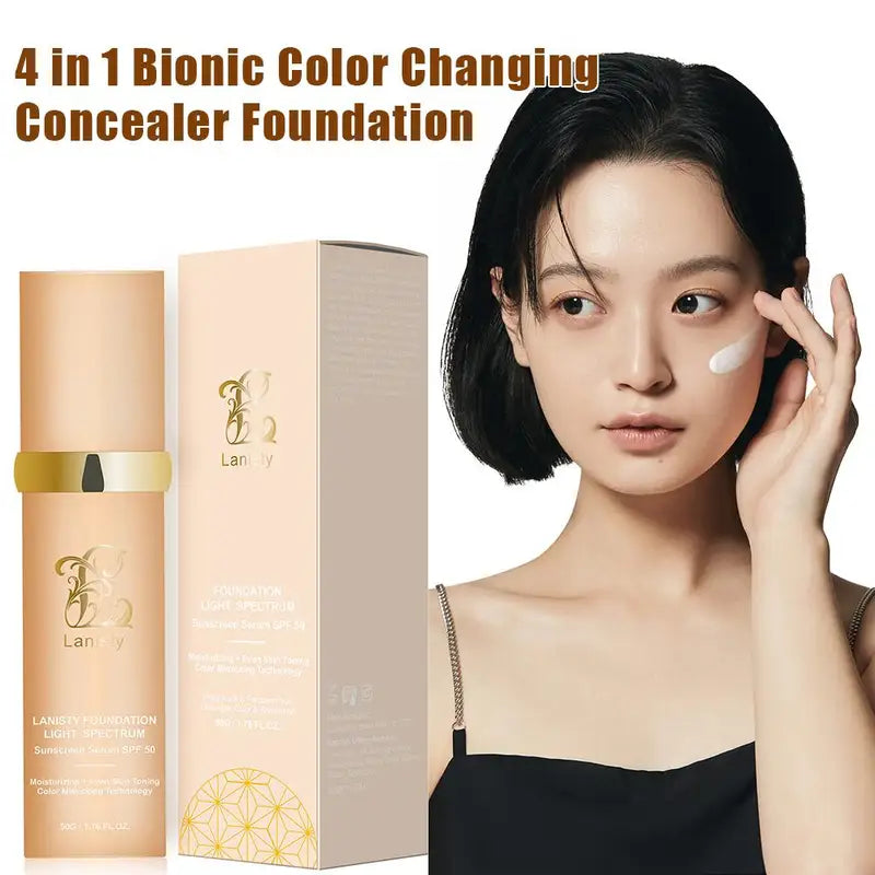 4-in-1 Biomimic Foundation with SPF50+ Longwearing Concealer & Color Changing Formula
