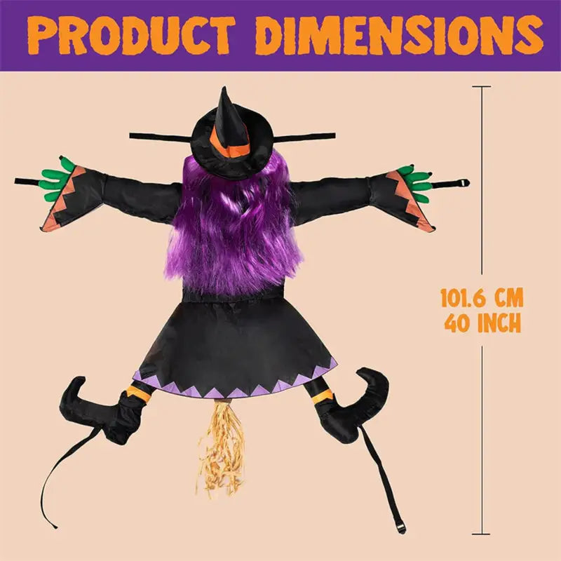Halloween Crashing Witch Into Tree Yard Decoration - Flying Witch Prop for Lawn & Porch