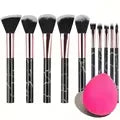10pcs Makeup Brush Set with Soft Fluffy Face Eye Blush Foundation Powder Blending Tools