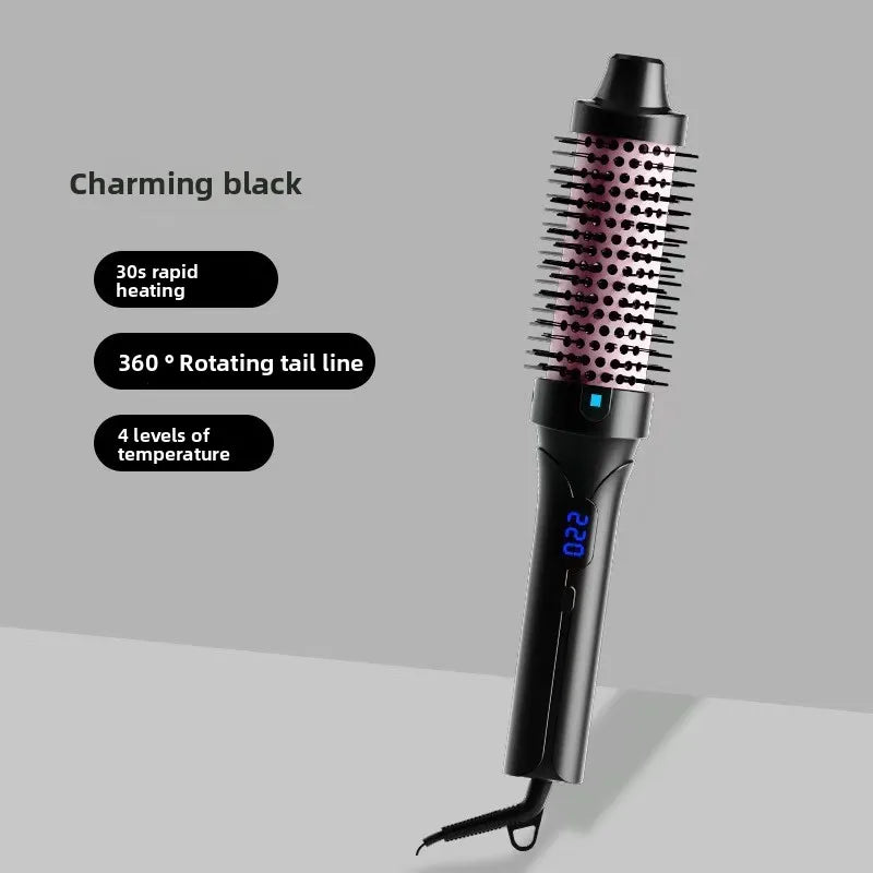 Dual Voltage Ionic Thermal Hair Brush for Curling and Straightening with LED Display