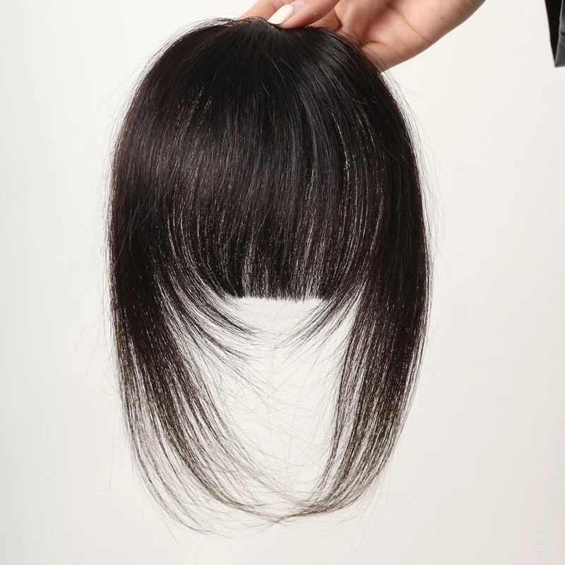 Clip-In Human Hair Bangs for Women - Natural Black & Brown Styles, Easy Wear, Reusable