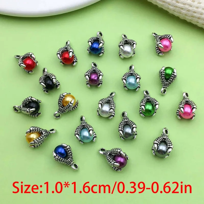 Colorful Alloy Dragon Claw Charm Pendants for Jewelry Making - 20pcs
