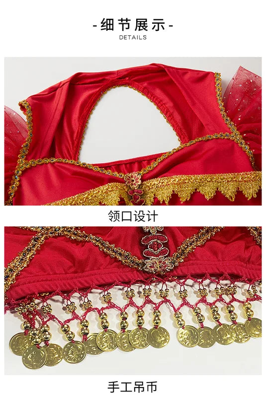 Halloween Arabian Princess Jasmine Costume Belly Dance Indian Bollywood Performance Set