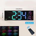 Large Digital Wall Clock with Remote Control, 8 RGB Colors, Dual Alarm