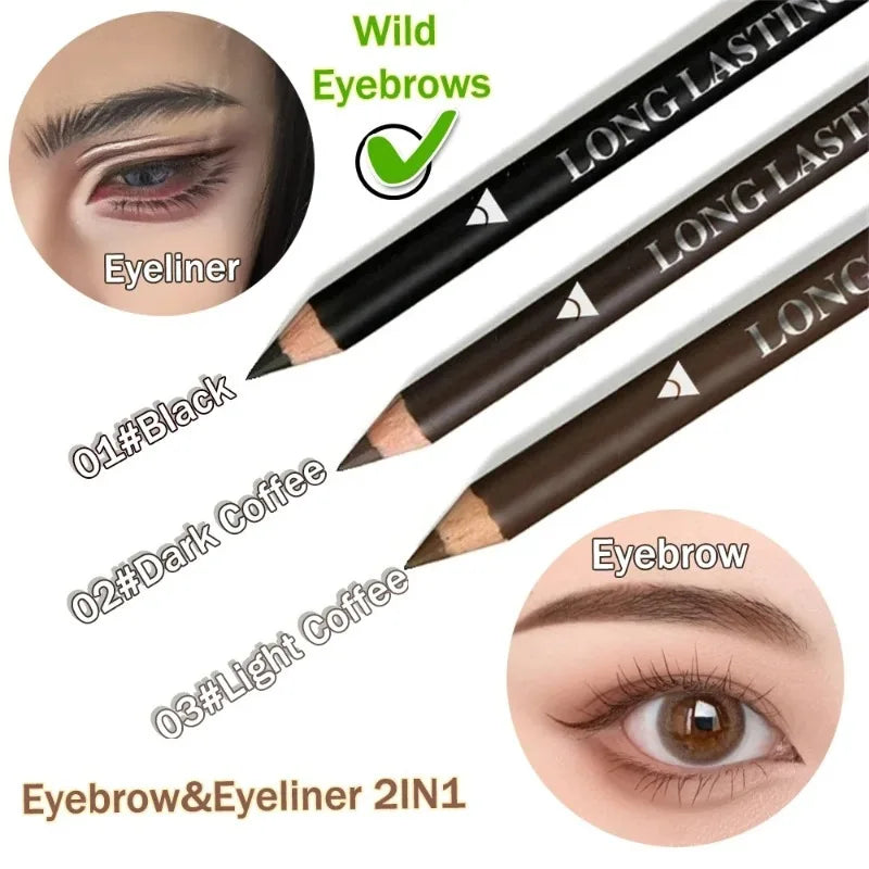 Waterproof Dual-Use Eyebrow & Eyeliner Pencil Set - Long Lasting, Sweat & Halo Proof