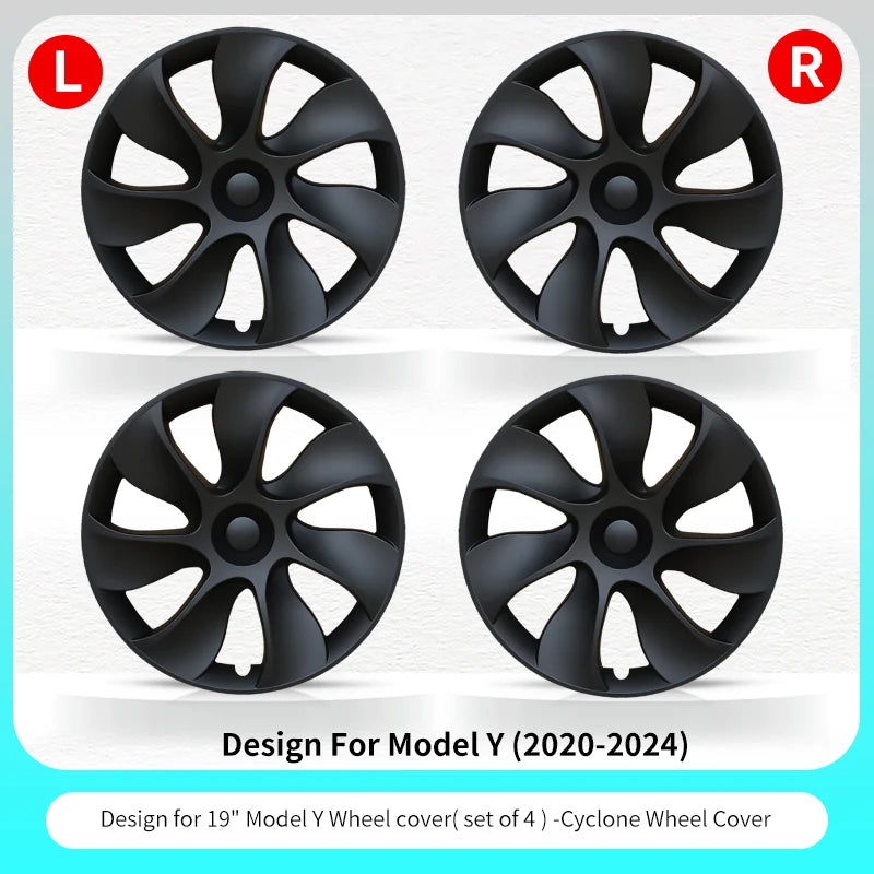 19 Inch Tesla Model Y Hubcap Cyclone Style Wheel Cover Replacement Set
