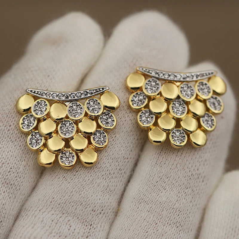 Luxury Crystal Geometric Stud Earrings for Women - Zirconia Jewelry