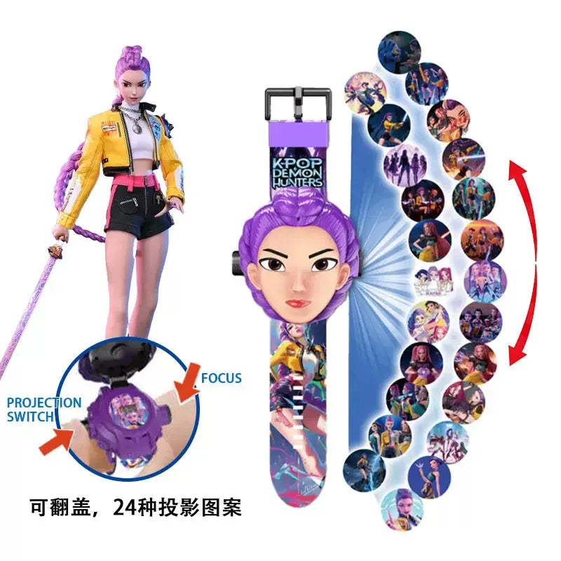 Anime 24 Pattern 3D Projection Wrist Watch Toy for Kids - Birthday Gift