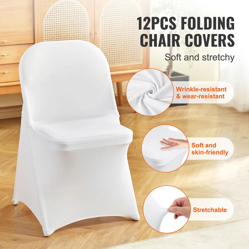 12-Pack Elastic Spandex Wedding Chair Covers for Banquets and Parties