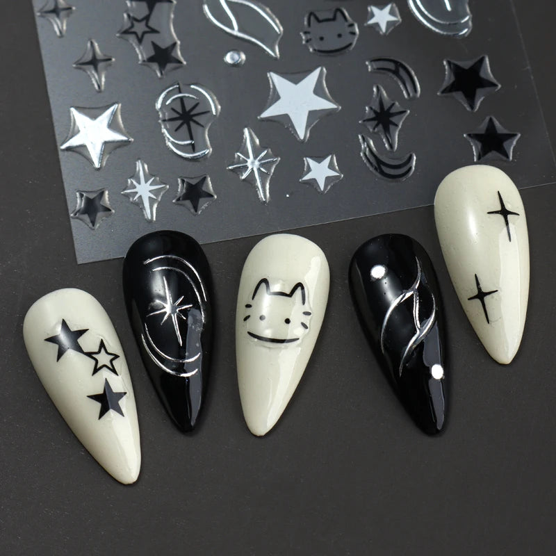 Nail Art Decals & Foils - Cat & Dog Animal Stickers for Manicure, 2 Sheets