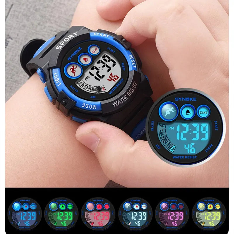 Kids Sport Digital Watch Waterproof Children's Watch with Colorful Band