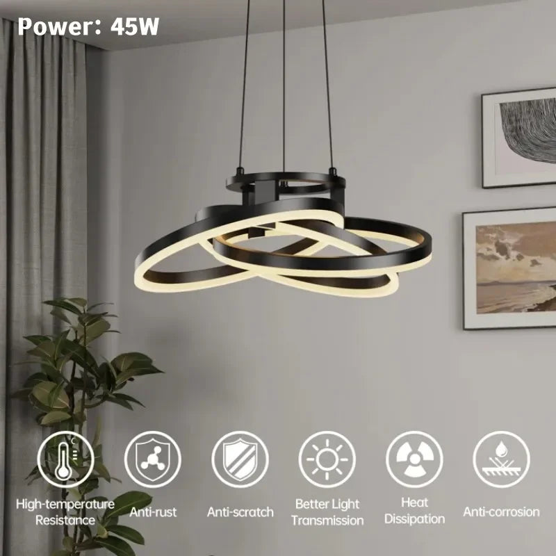 Modern Geometric LED Pendant Light for Dining Living Room Kitchen Bedroom Dimmable Lamp