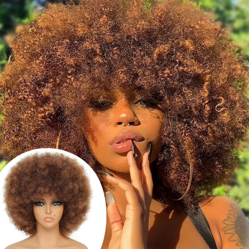 Full Wigs for Women Afro Kinky Curly Synthetic Wig Natural Look Party Cosplay