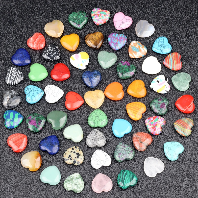 Heart Shape Crystal Healing Stones Set - Amethyst & Semi-Precious Gravel for Home Garden Decor, 20MM, 10/20/30PCS